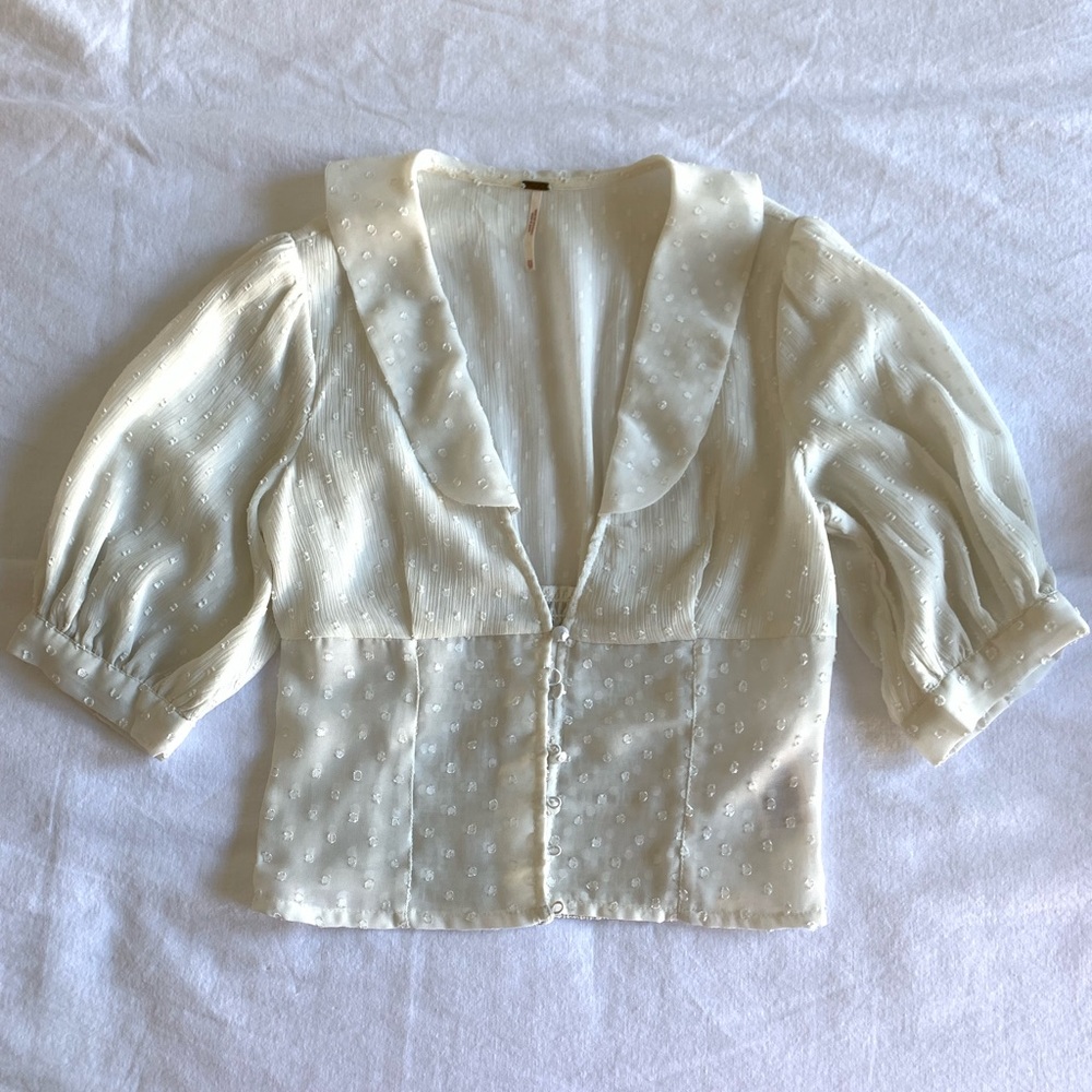 Free People white chiffon babydoll blouse
